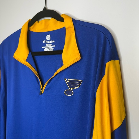St. Louis Blues Fanatics Logo Quarter-Zip Top - Blue - Picture 3 of 5